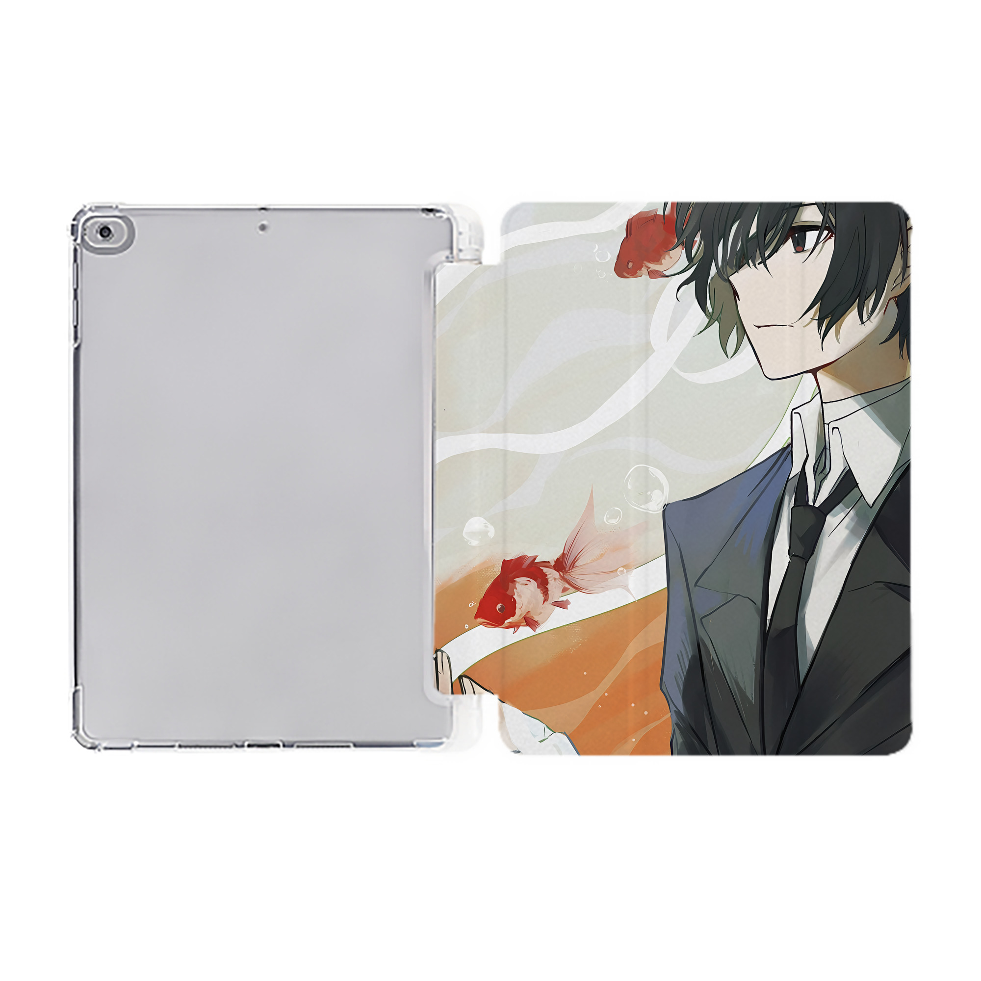（画像用） 文豪ストレイドッグス Bungo Stray Dogs IPad ケース ペン収納付き 三つ折りスタンド PUレザー×シリコン 対応機種9.5/10.5/10.9インチ